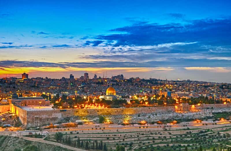 A view at night in Jerusalem